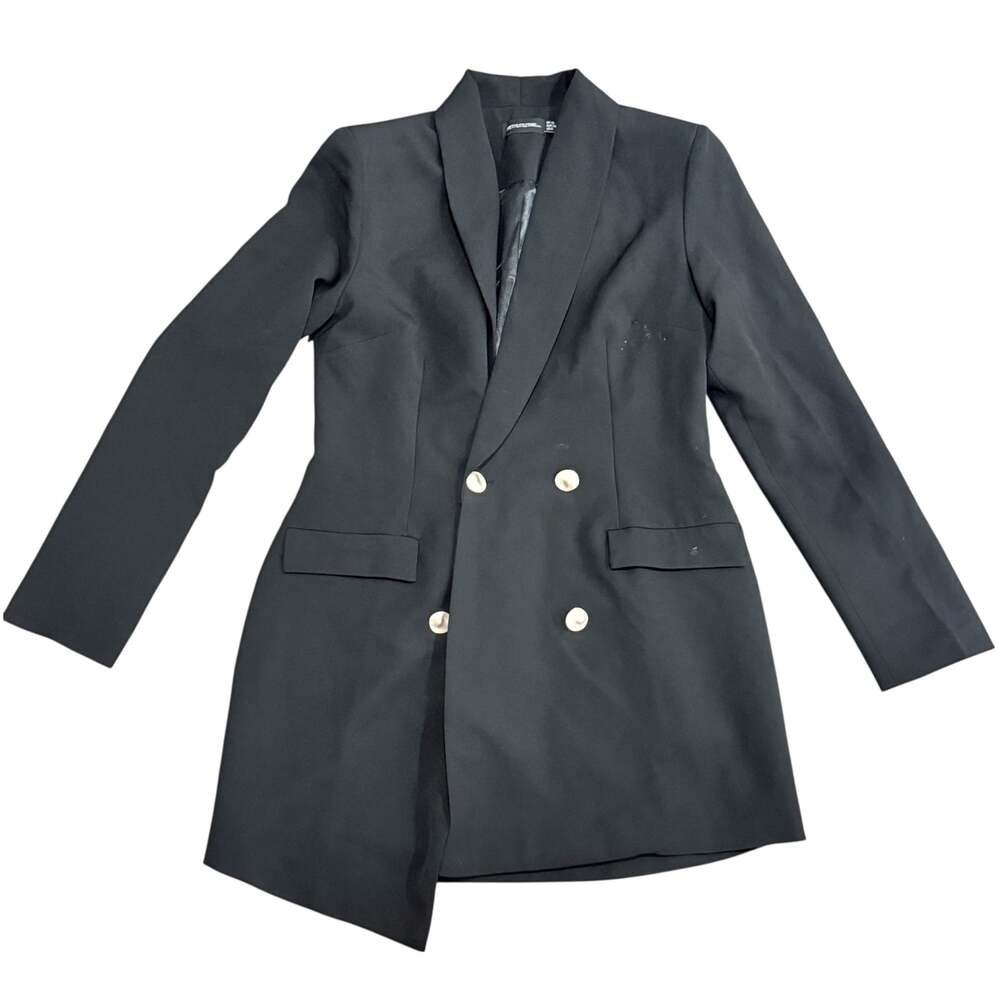 Women’s PrettyLittleThing Black Gold Button Double Breasted Blazer Dress US 6